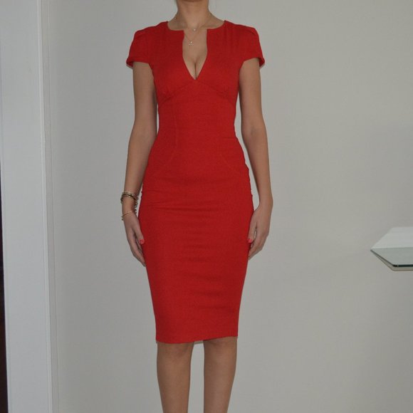 ASOS Red Pencil party Dress size 2 - Picture 2 of 4